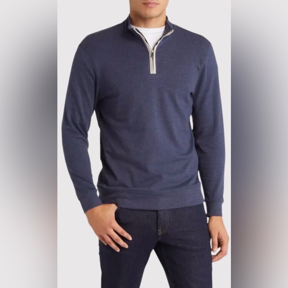 The Normal Brand Blue long Sleeve Quarter Zip Pullover Shirt L
